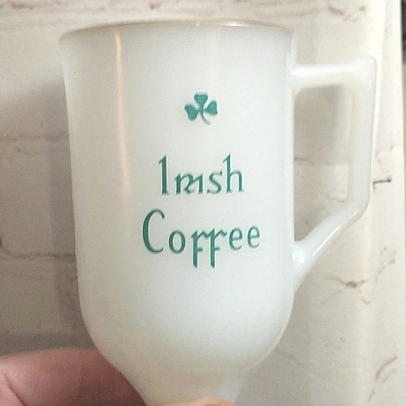 4 Vintage Irish Coffee Footed Milk Glass Mugs - Picture 3 of 7